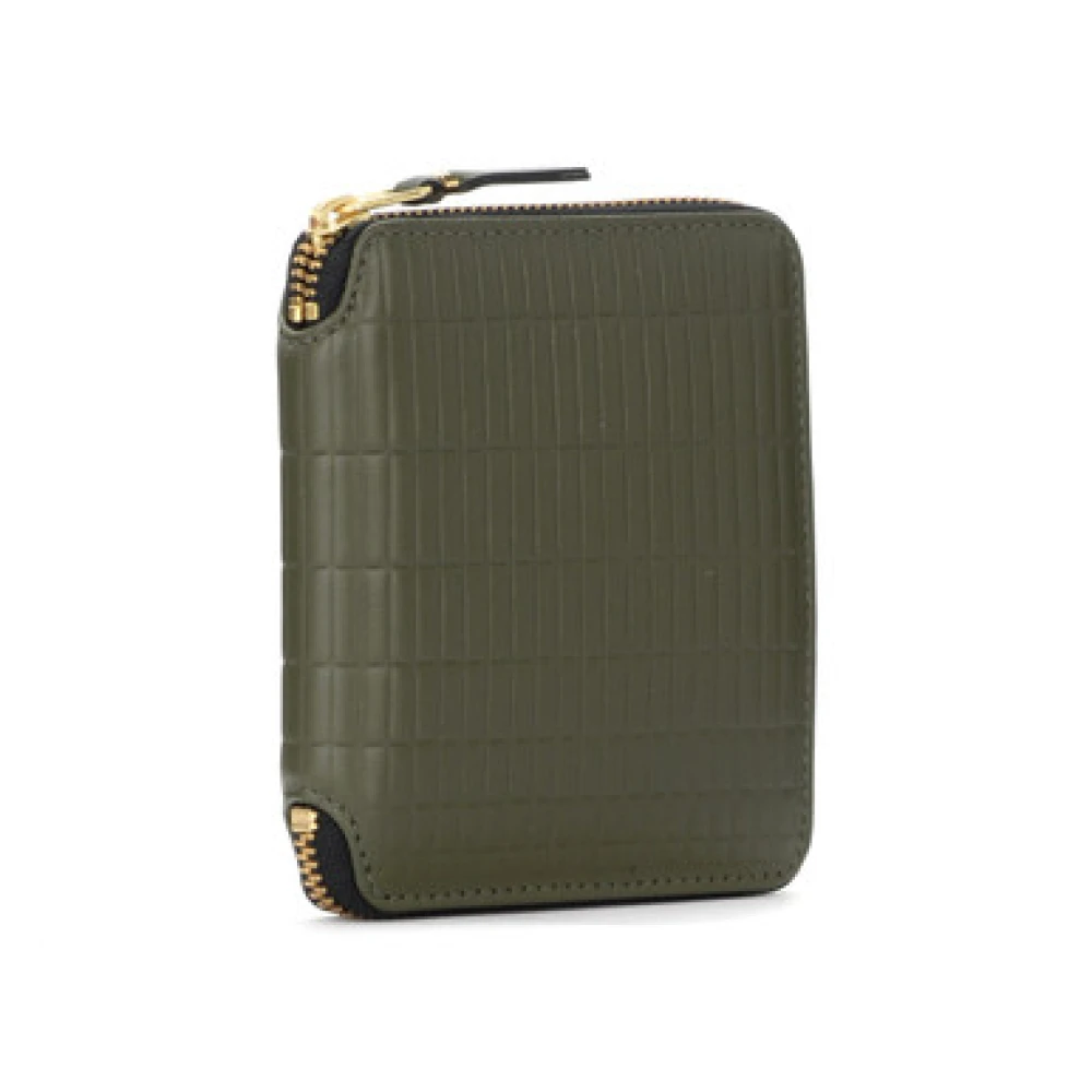 Comme des Garçons Brick Line Leren Portemonnee in Khaki Green Unisex