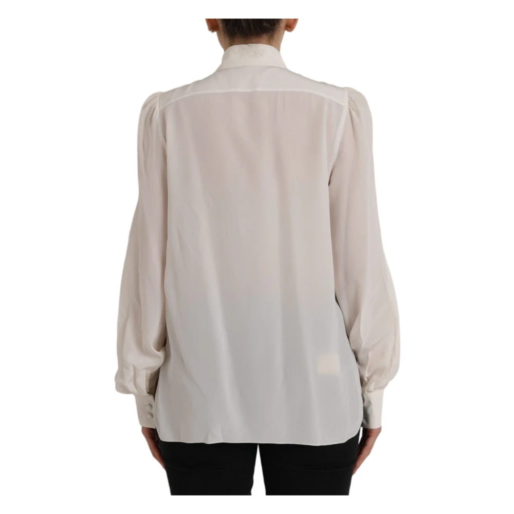Dolce & Gabbana Off White Button-Down Polo Top White Dames