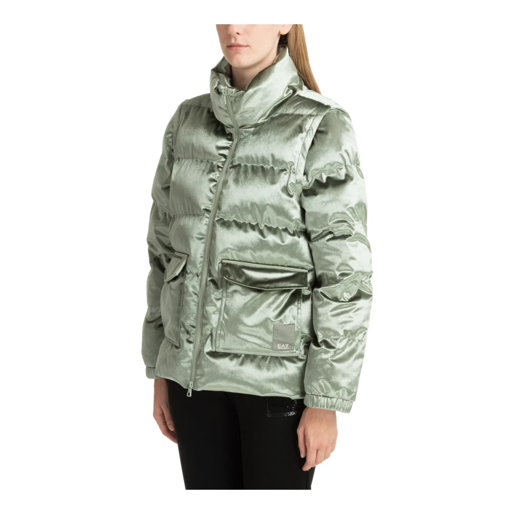 Emporio Armani EA7 Jas met ritssluiting en zakken Green Dames