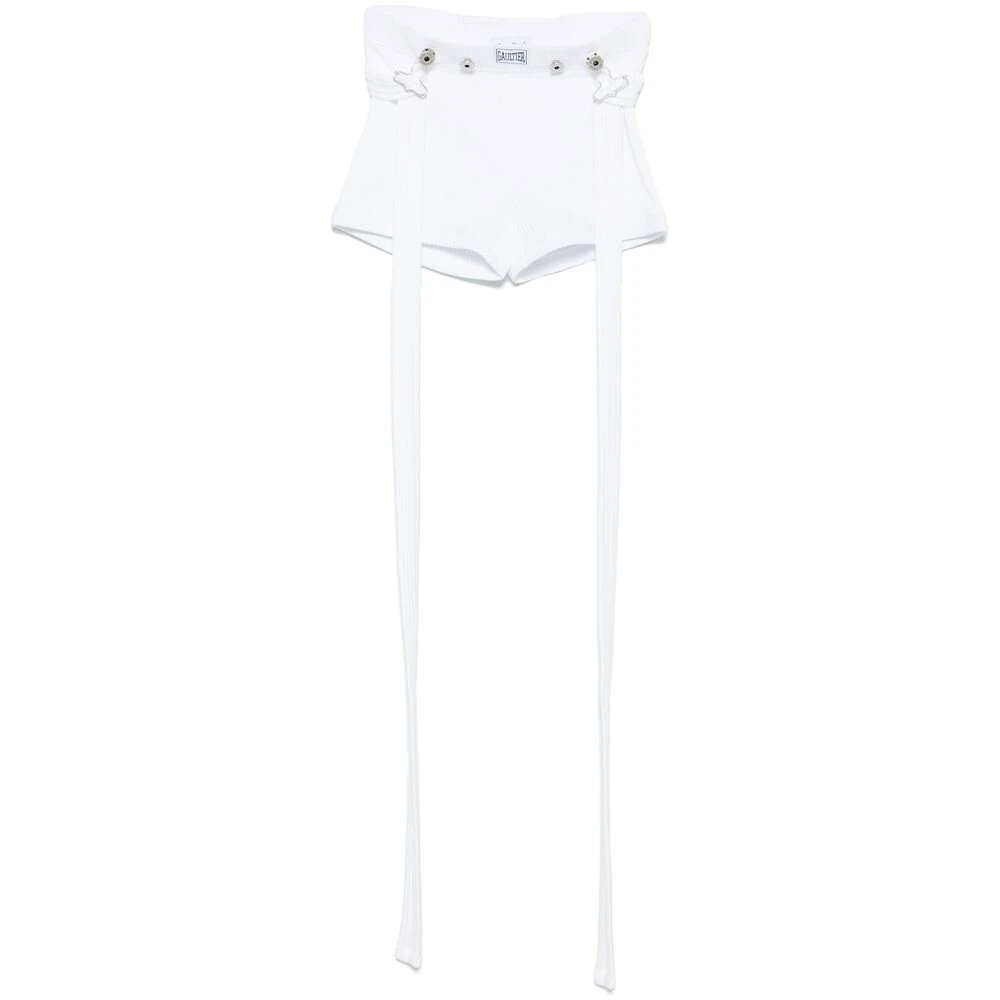 Jean Paul Gaultier Witte Elastische Taille Verstelbare Band Shorts White Dames
