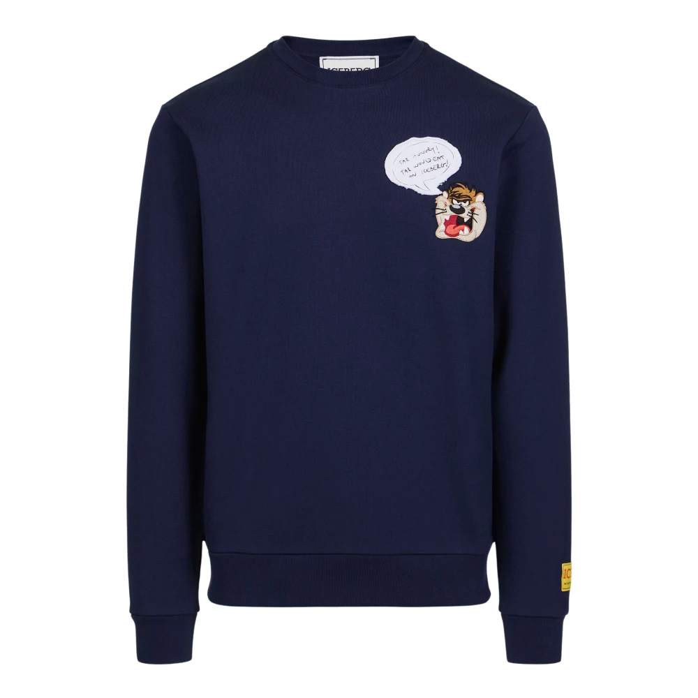 Iceberg Klassieke regular fit blauwe crewneck sweatshirt met Looney Tunes detail Blue Heren