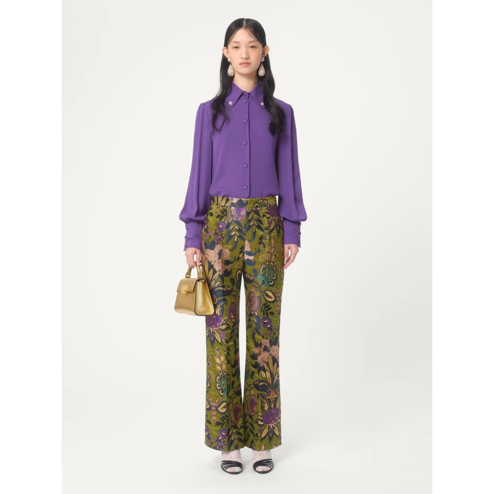Valentino Garavani Paarse zijden overhemd met madeliefjesdetail Purple Dames