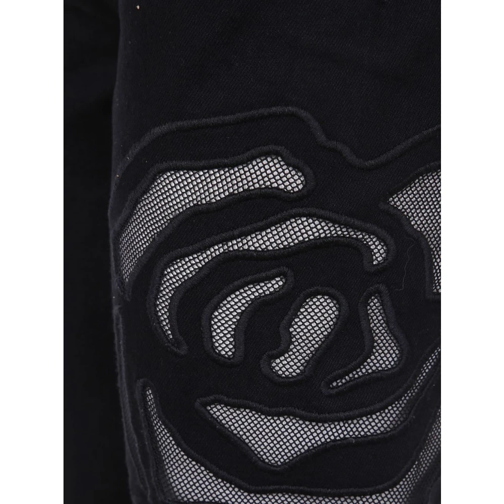 Blugirl Zwarte Bloemen Geborduurde Straight Leg Jeans Black Dames