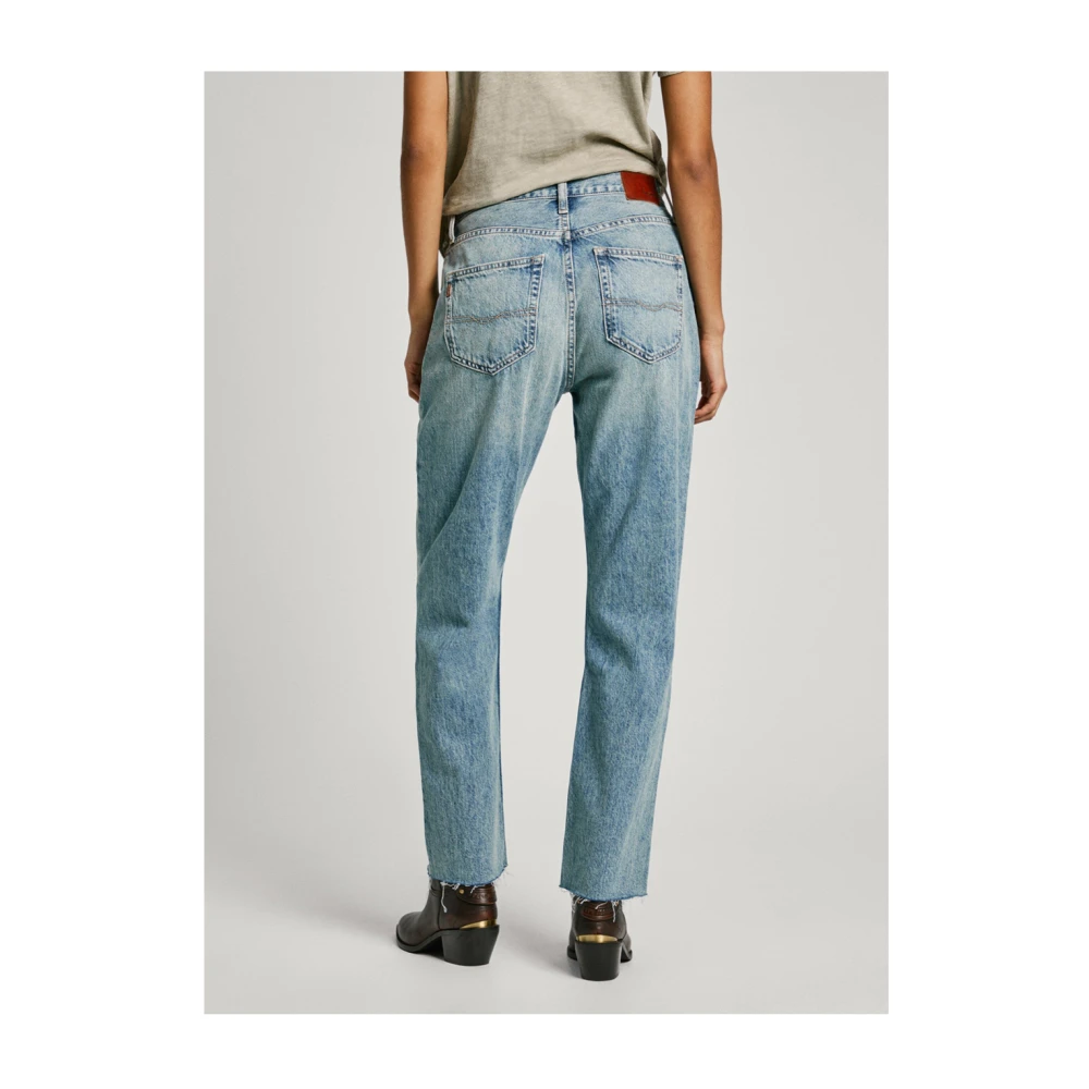 Pepe Jeans Rechte Denim Jeans met hoge taille Blue Dames