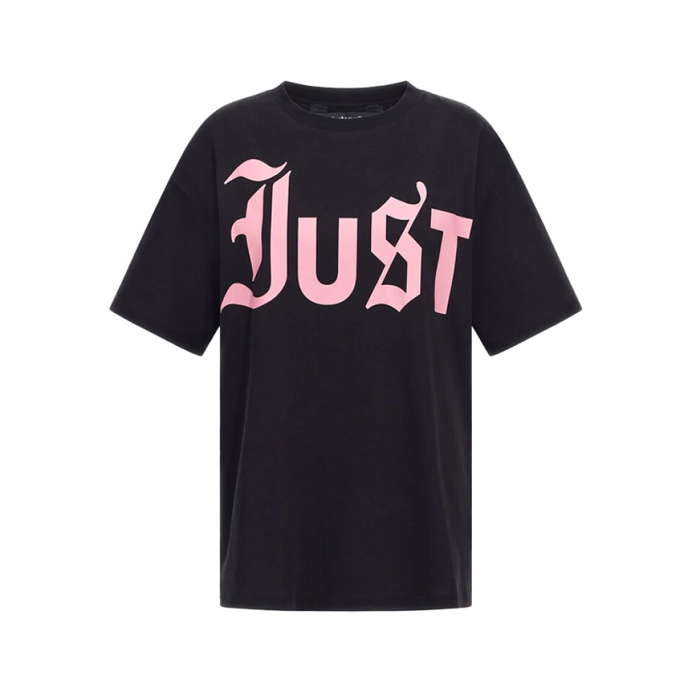 Just Cavalli Oversize Logo T-shirt Roze Details Black Dames