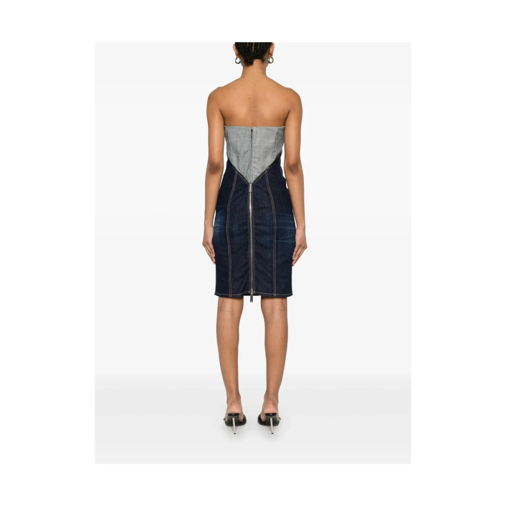 Dsquared2 Indigo Blauw Gevoerd Lijfje Jurk Blue Dames