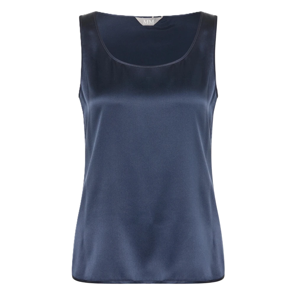 Max Mara Sleeveless Tops, Female, L, Pan Top Blue