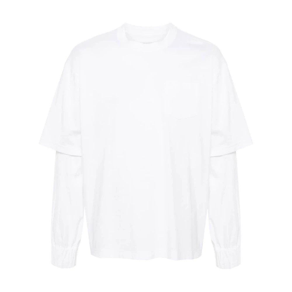 Sacai Gelaagde Crew Neck Sweater Wit White Heren