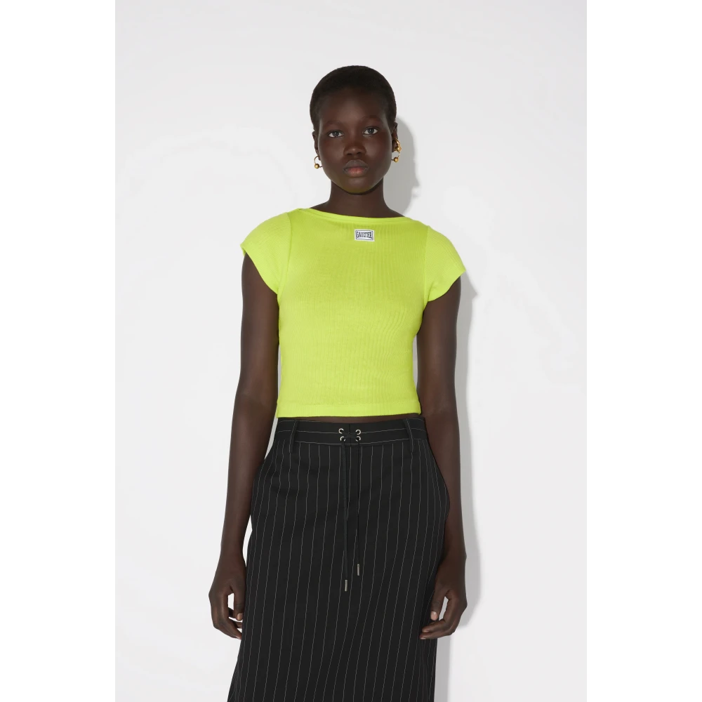 Jean Paul Gaultier Lime Boat Neck Tee Green Dames