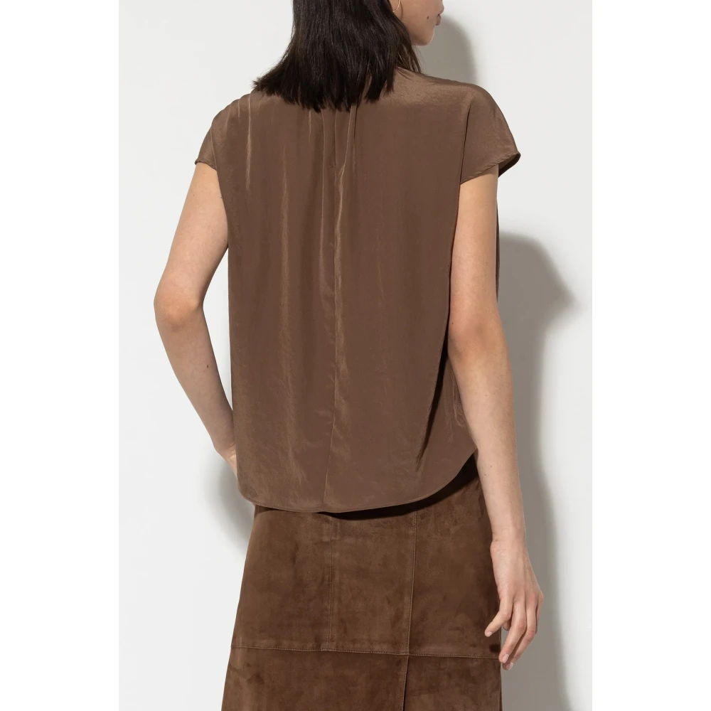 LUISA CERANO Bruine blouse met decoratief kraagontwerp Brown Dames