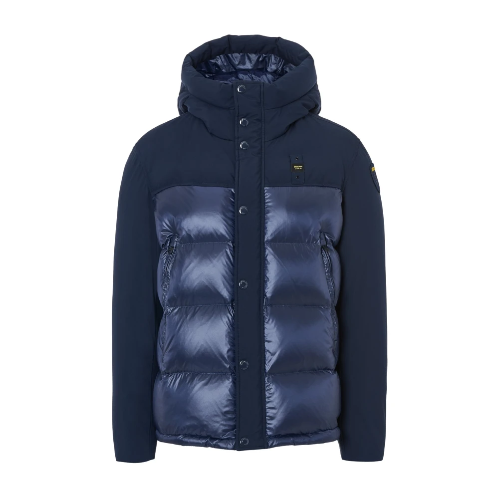 Blauer Blauwe gemengde stofjas Blue Heren