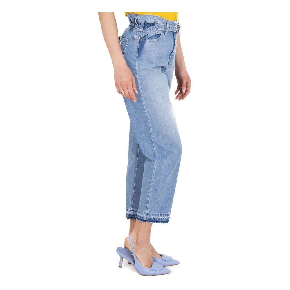pinko Hoge Taille Mom Fit Jeans met Blauwe Riem Blue Dames