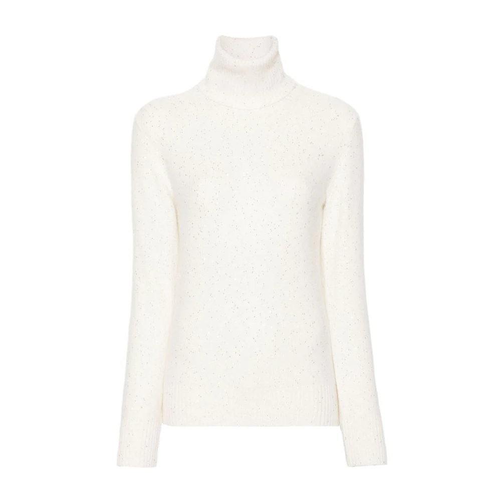 Fabiana Filippi Women's Beige Knitted Sequin Jumper - Turtlenecks - Xs - Knitwear