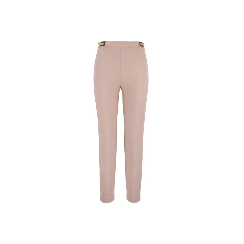 Elisabetta Franchi Gouden Metalen Detail Rits Haak Broek Pink Dames