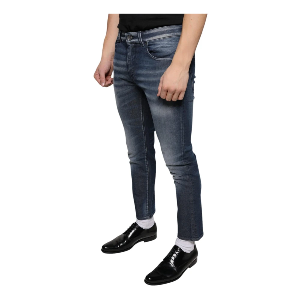 Dolce & Gabbana Donkerblauwe Skinny Denim Jeans met Logo Blue Heren