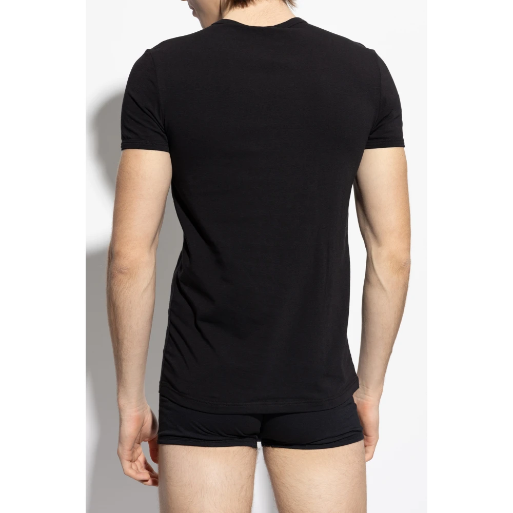 Versace Lingerie T-shirt met V-hals Black Heren