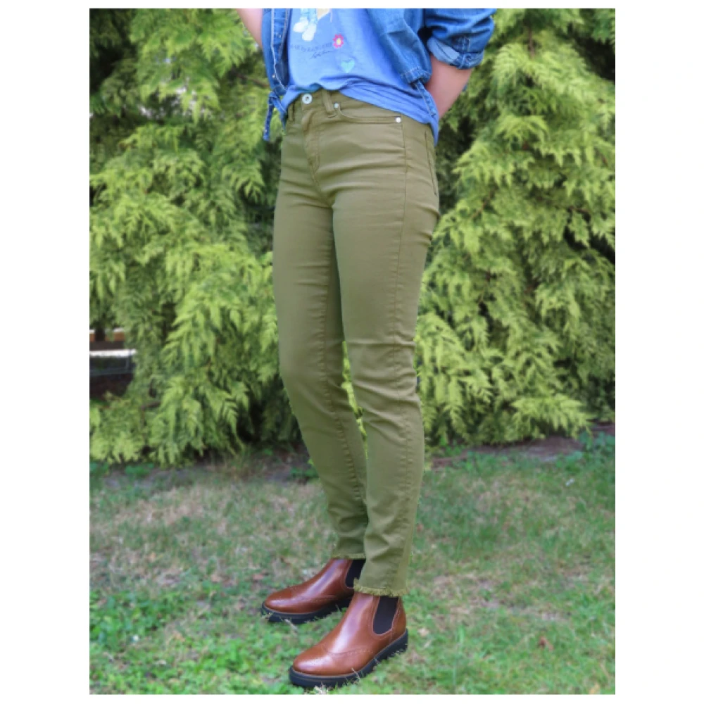 Denim Studio Katy broek met franjezoom Green Dames