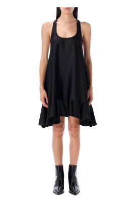 robe-noire-en-melange-de-soie-a-volants