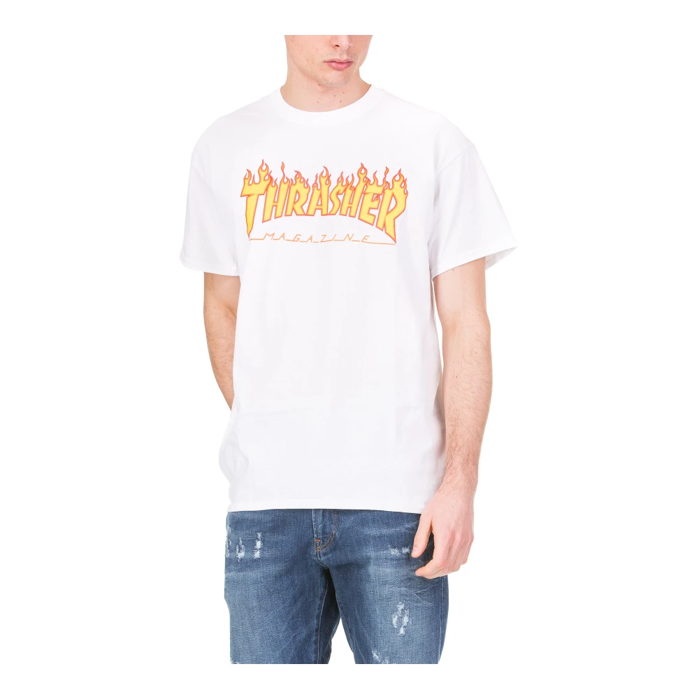 Thrasher Flame T-shirts en Polos White Heren