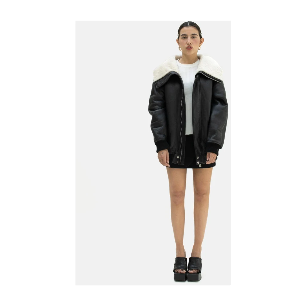 Just Things we Like Kawa Merino Lamsvacht Shearling Jas Black Dames