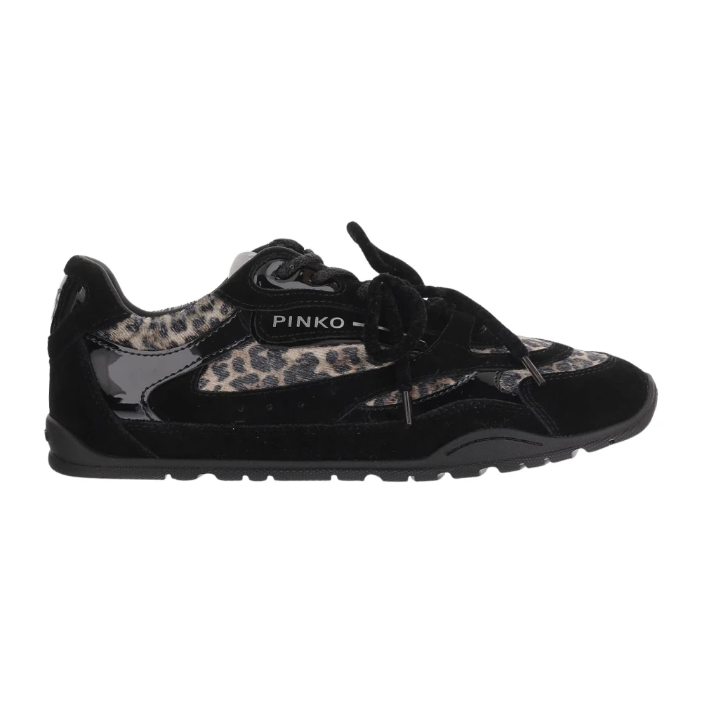 Pinko Yulia 01 Leather And Mesh Trainers - Female - Sneakers - Black - 3 Uk - Shoes