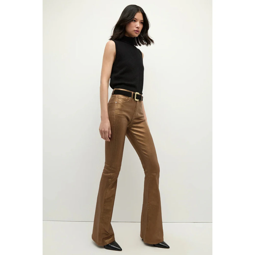 Veronica Beard Gouden Metallic Skinny Flare Jeans Yellow Dames
