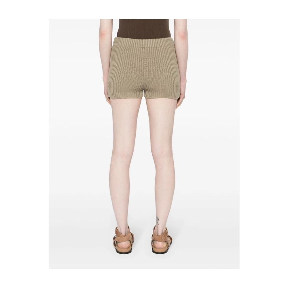 Max Mara Khaki Visserstrui Elastische Taille Shorts Green Dames