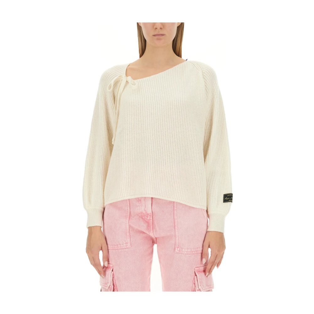 Msgm Luxe Gebreide Ronde-Hals Trui White Dames