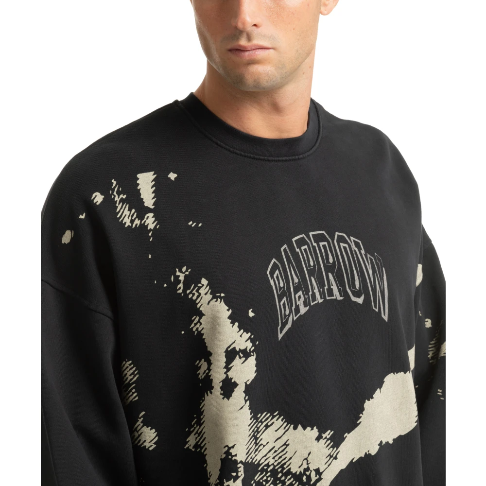 Barrow Gestreept Multicolor Logo Sweatshirt Black Heren