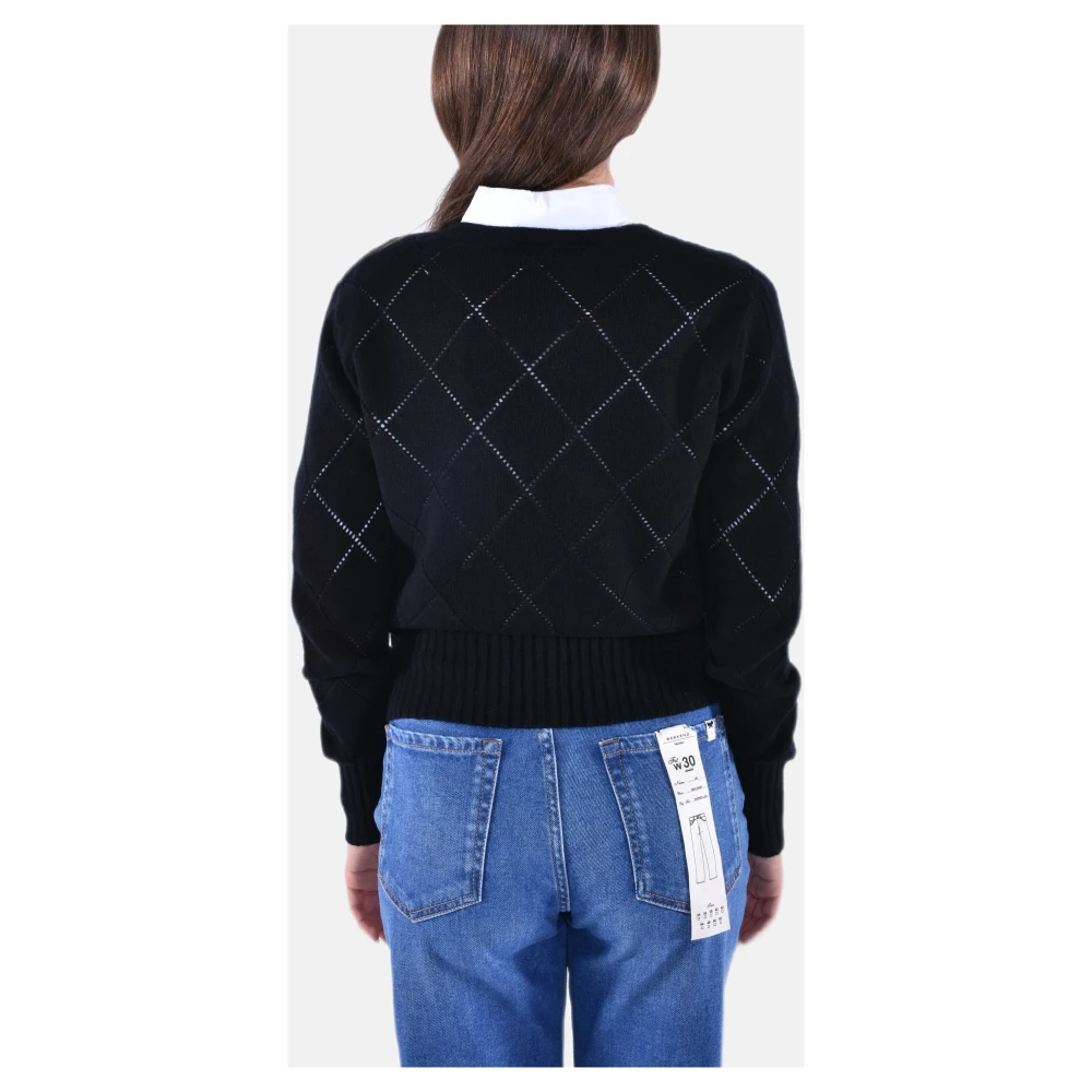Max Mara Studio V-Hals Wollen Cardigan Black Dames