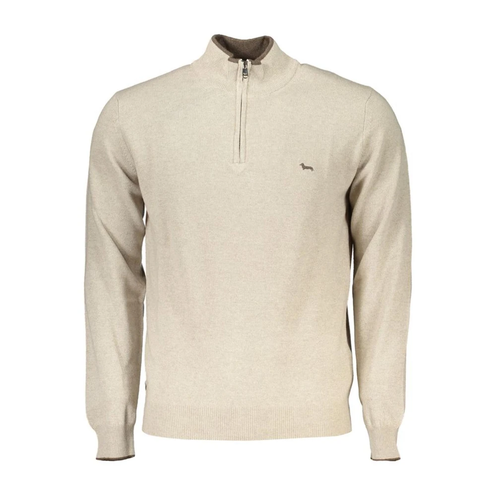 Harmont & Blaine Men's Beige Turtlenecks,, Embroidered Half-Zip Jumper With Contrast Details 2XL