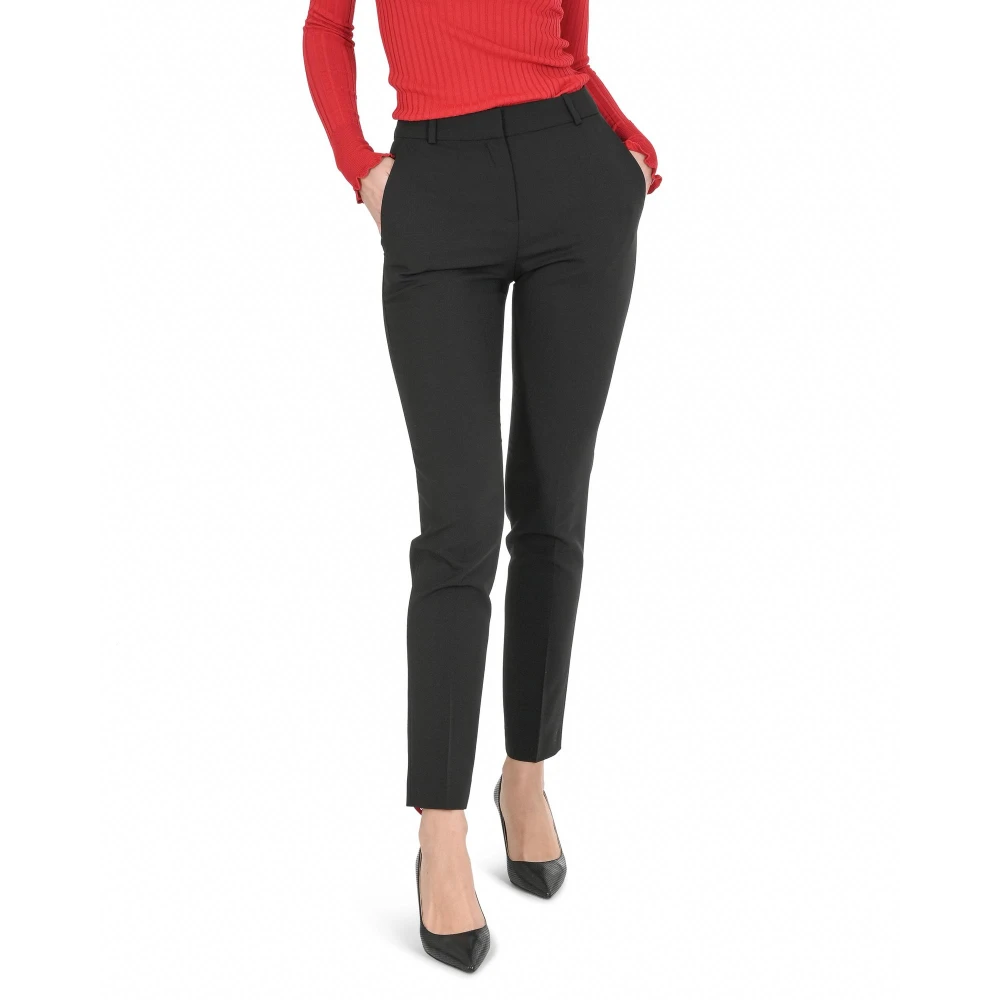 Hugo Boss Stijlvolle Zwarte Wollen Broek Black Dames