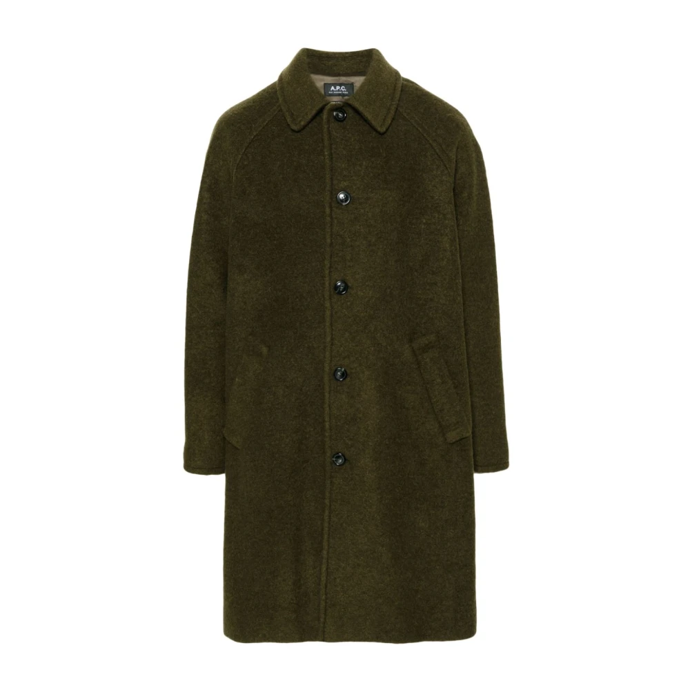 A.p.c. Gestructureerde wollen jas Klassieke stijl Green Dames