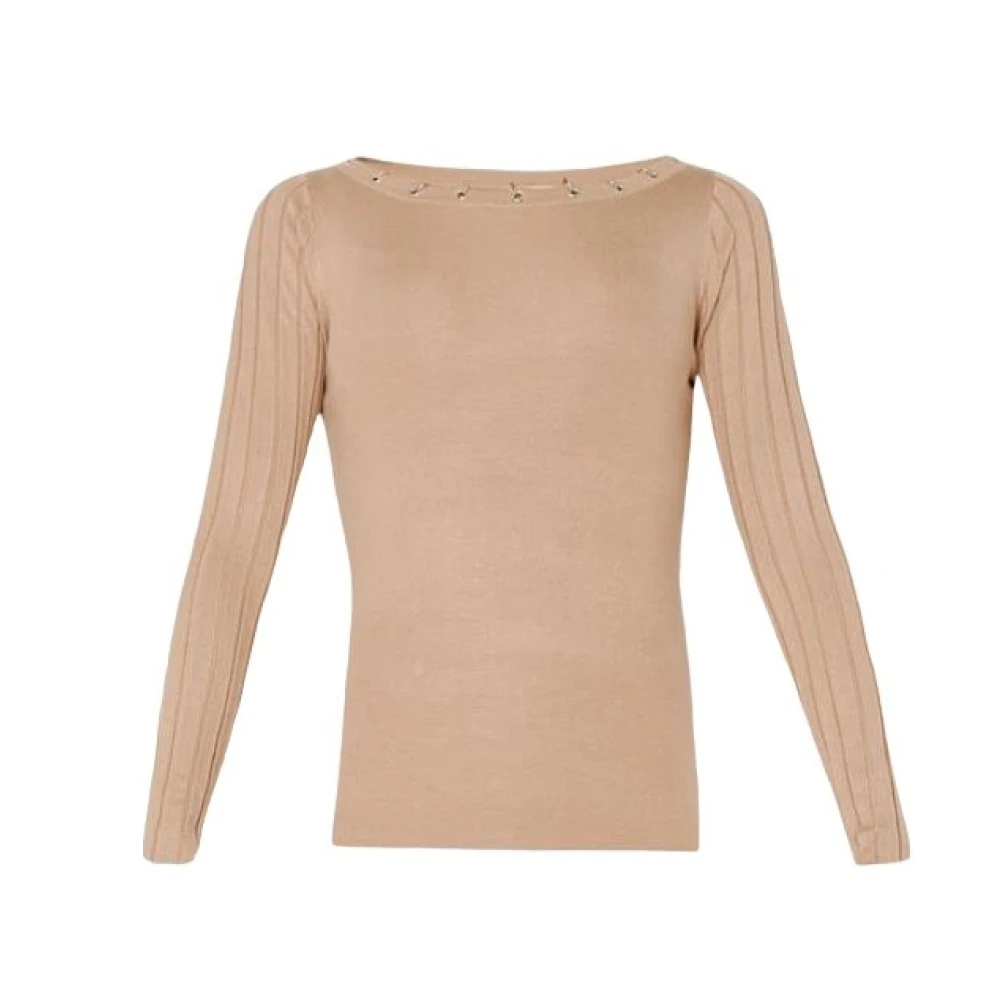 Liu Jo Women's Beige Round-Neck Knitwear, L, Jumper