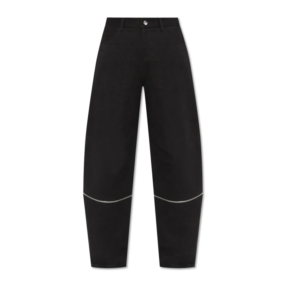 Moncler Vrouw Zwart Broeken Dames, 2XS, Polyester, Wijde Broek