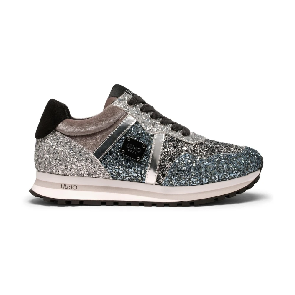 Liu Jo Women's Gray Sneakers, 3 Uk, Glitter Silver Trainers