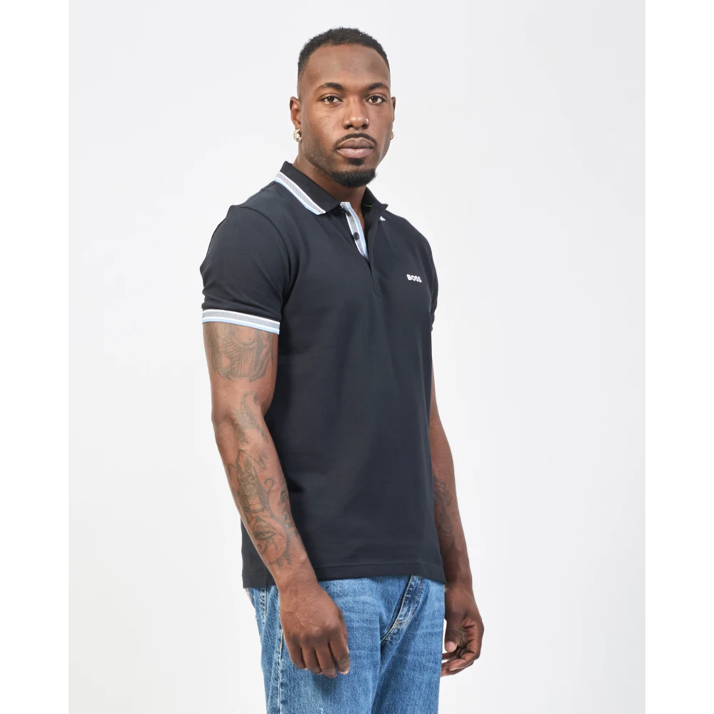 Hugo Boss Blauw Poloshirt met Contrastdetails Blue Heren
