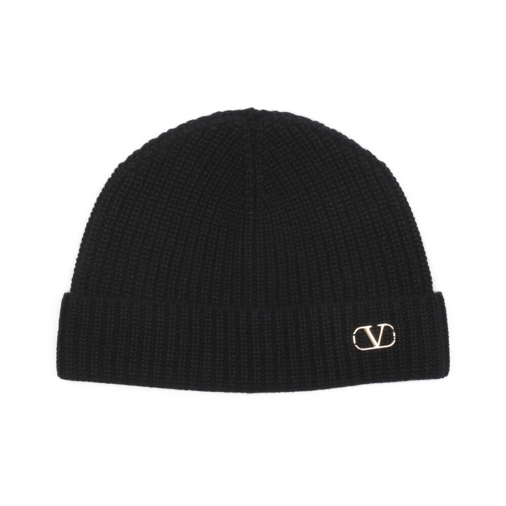 ニットキャップ・ビーニー Valentino Garavani Black Cashmere Beanie Hat VALENTINO(ヴァレンティノ) ニットキャップ・ビーニー(メンズ