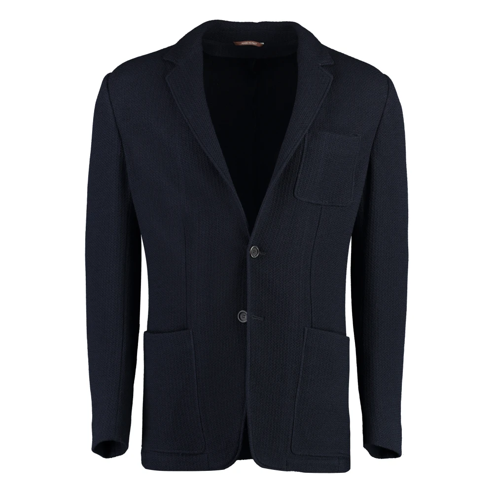 Canali Wollen Jas met Reverskraag Blue Heren