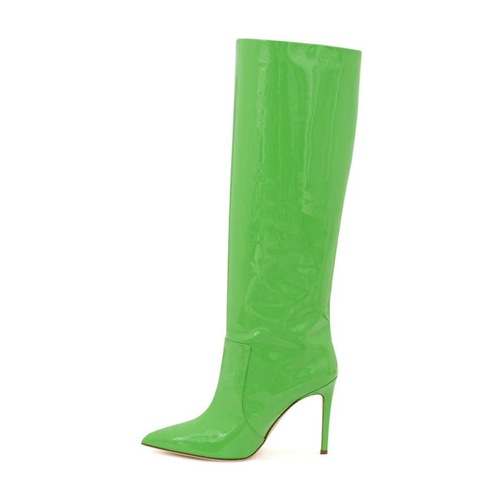 Paris Texas Neon Groene Patent Leren Knie Laars Green Dames