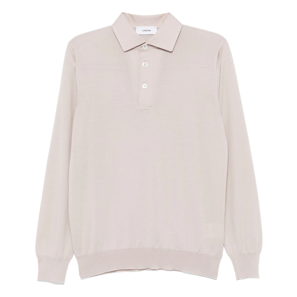 Lardini Wollen Polo Shirt Beige Heren