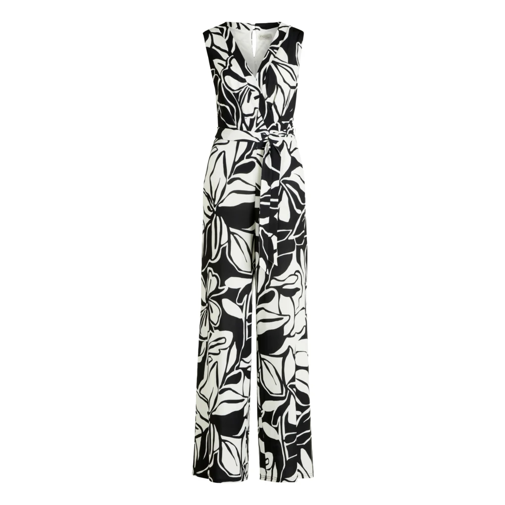 Vera Mont Bloemen jumpsuit met strikceintuur Black Dames