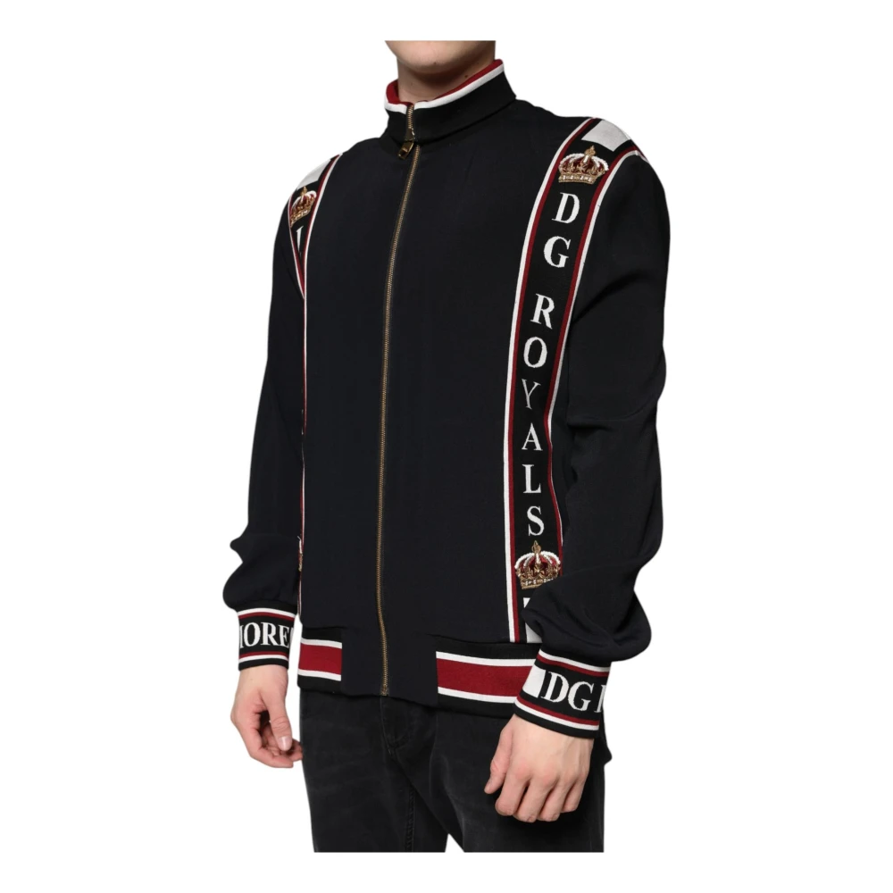 Dolce & Gabbana Multicolor Logo Print Rits Sweater Black Heren