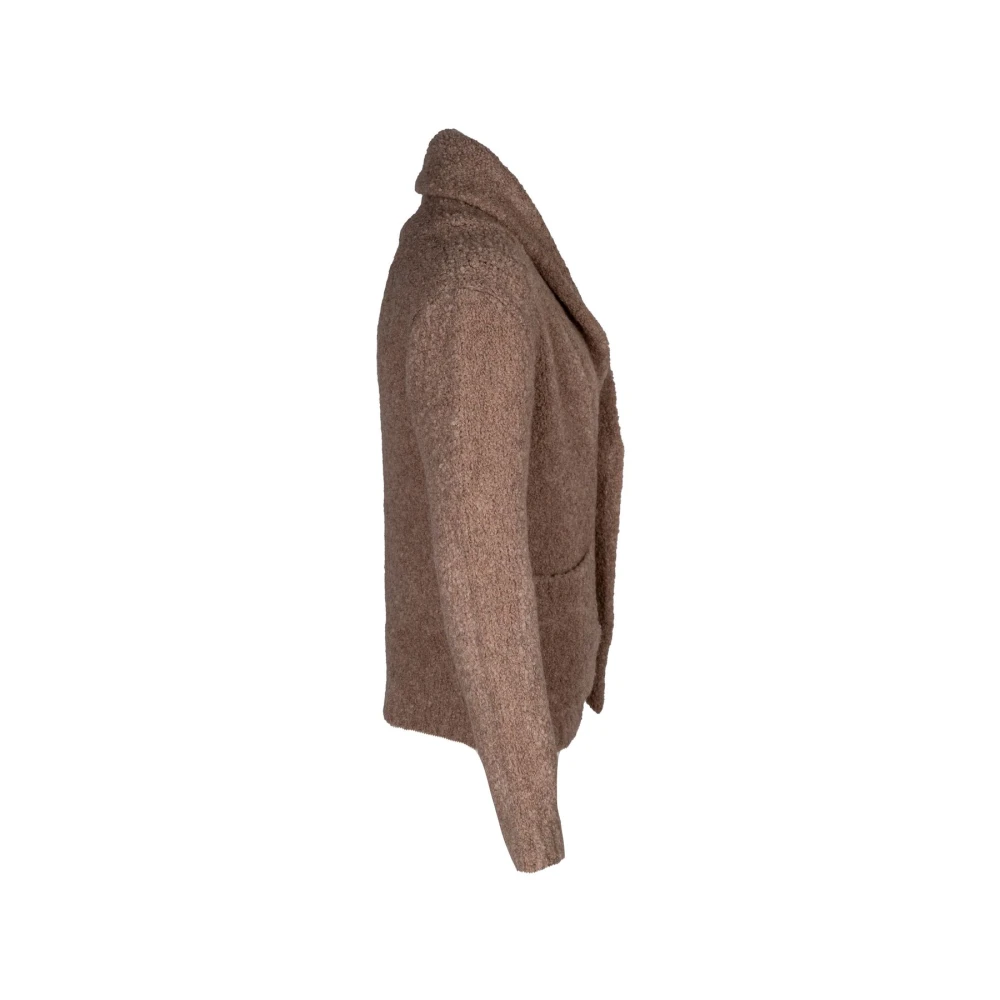 Gabriele Pasini Italiaanse wollen bouclè cardigan met sjaalkraag Brown Heren