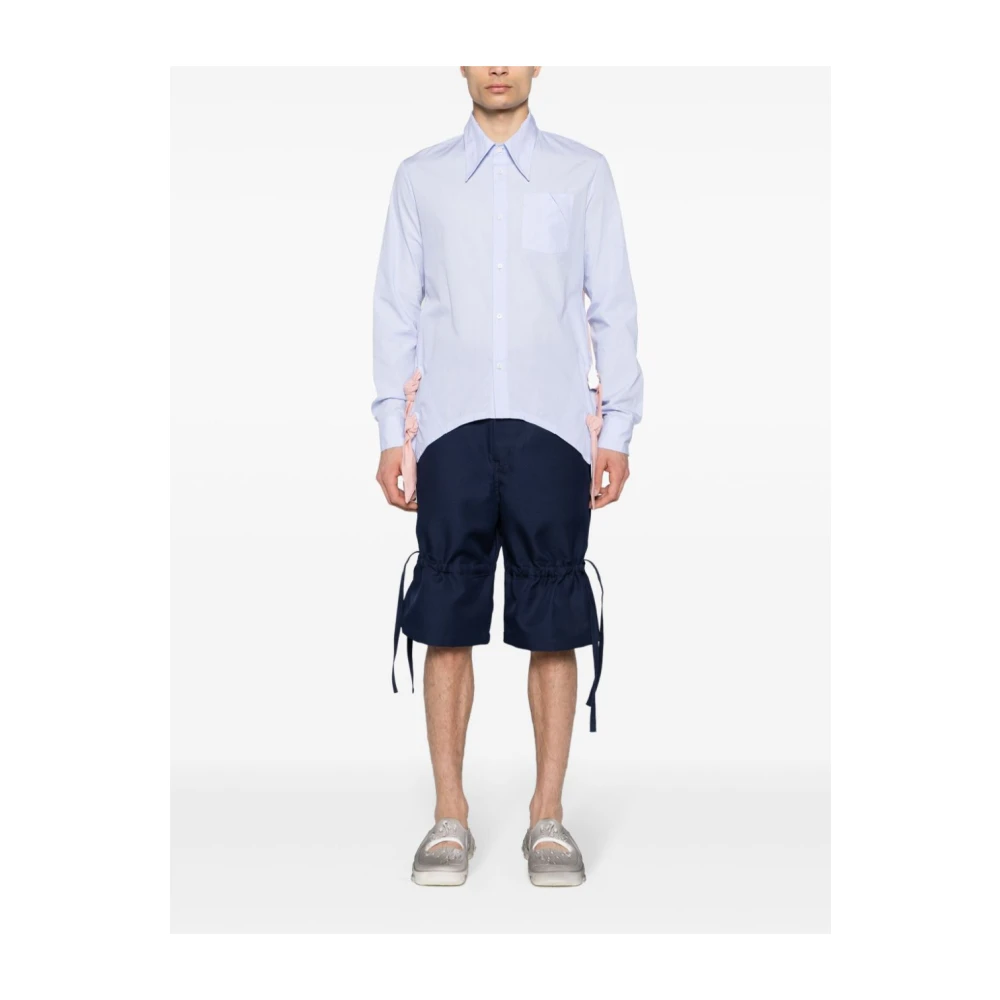 Comme des Garçons Trekkoord Knie Shorts met Zakken Blue Heren