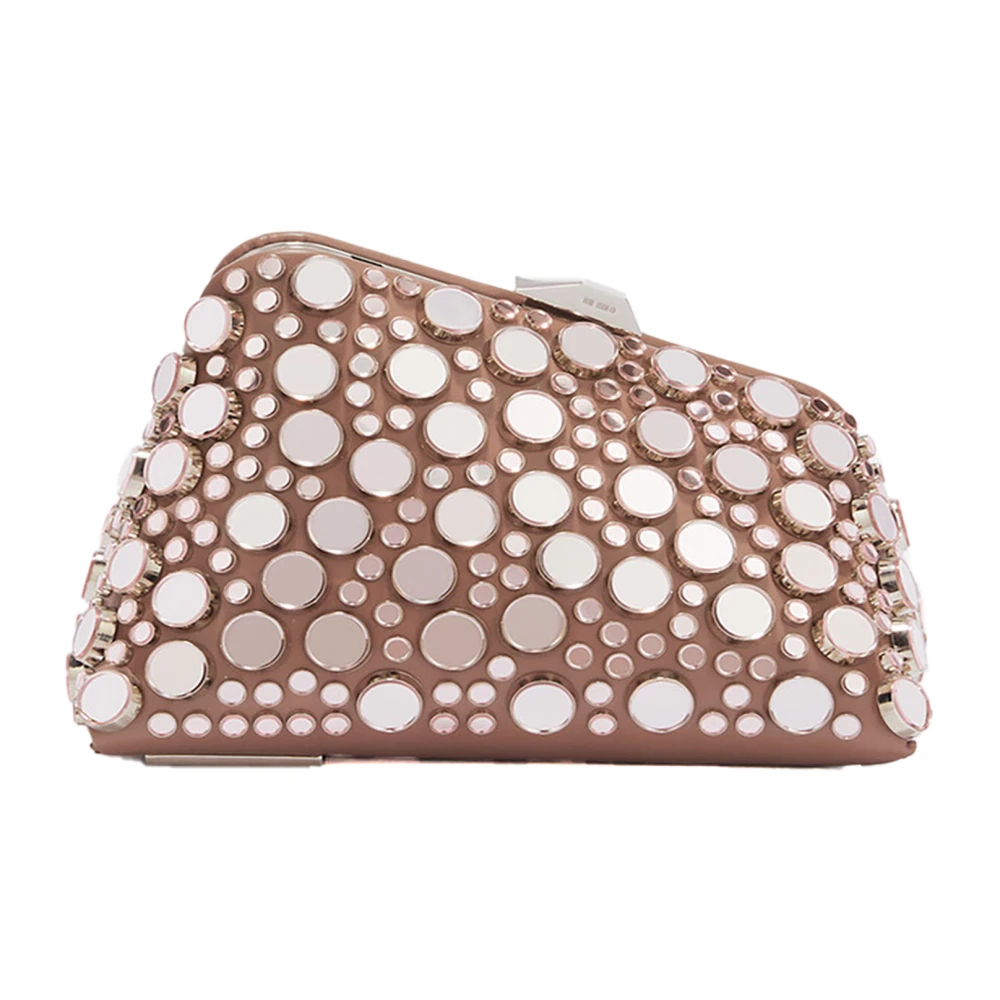 The Attico Beige Mini Clutch With Studs - Female - Clutches - One Size - Bags