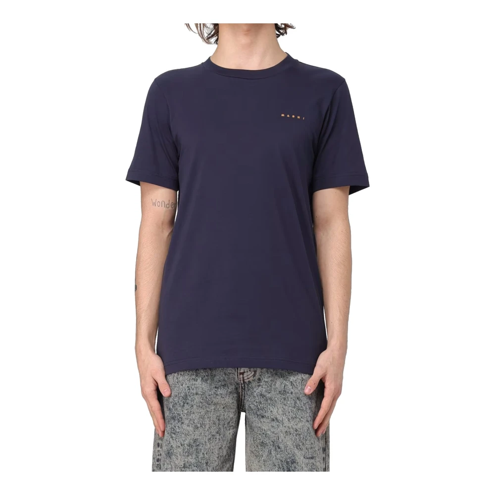 Marni Zwart Katoen Logo T-Shirt Black Heren