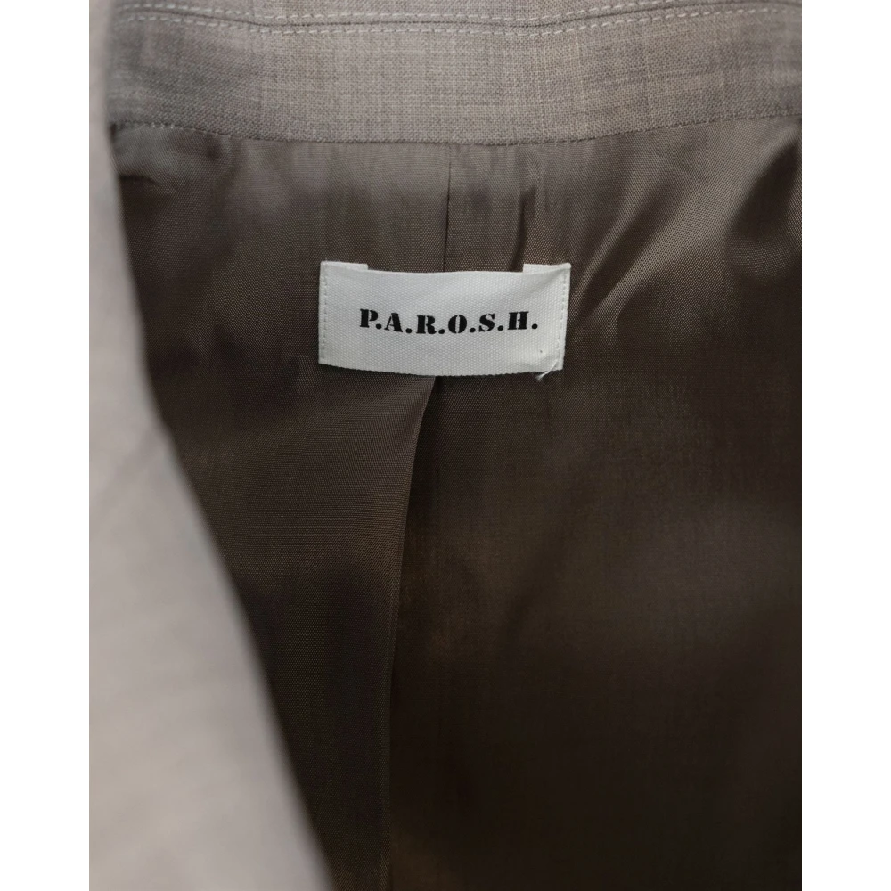 P.a.r.o.s.h. Grijze Wolmix Double-Breasted Blazer Gray Dames