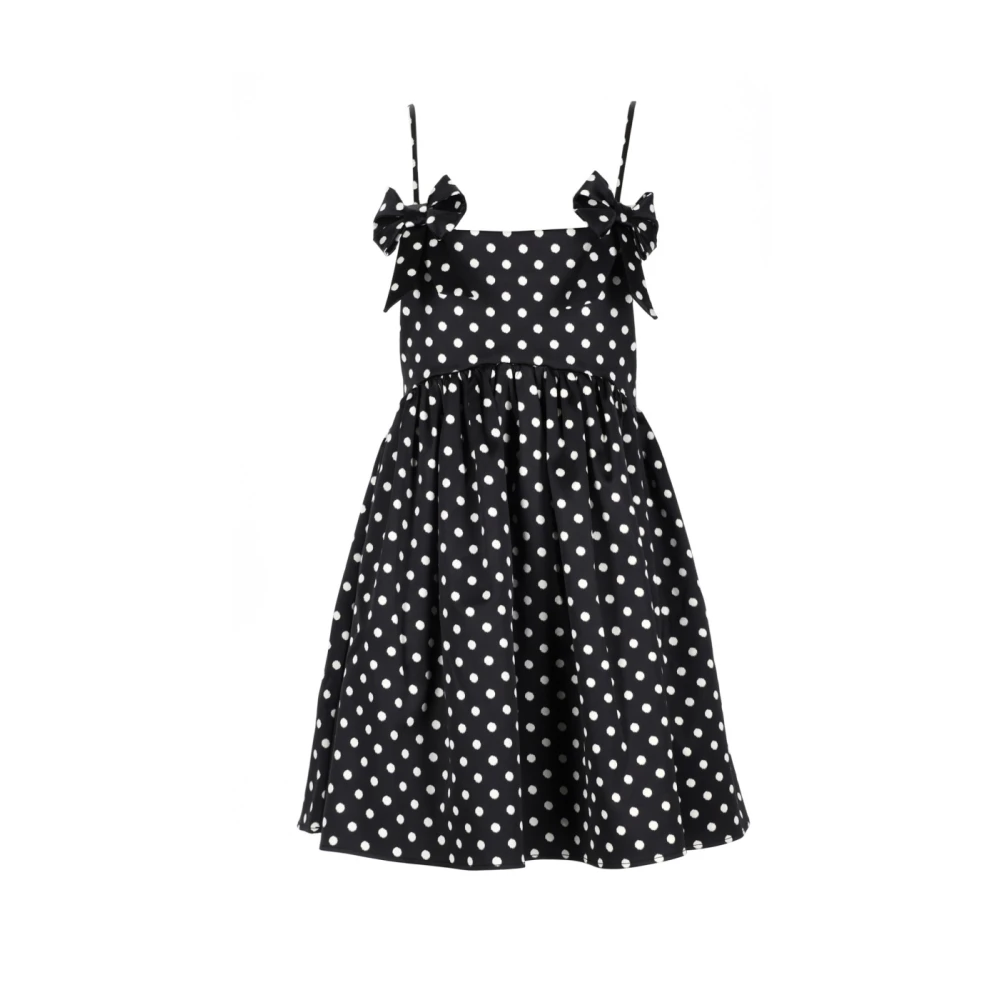 Ganni Women's Black Short Dresses, S, Polka-Dot Satin Mini Dress
