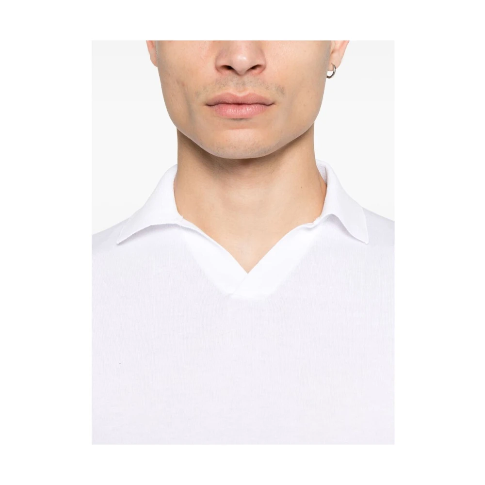 Fedeli Witte korte mouw trui met geribbelde details White Heren